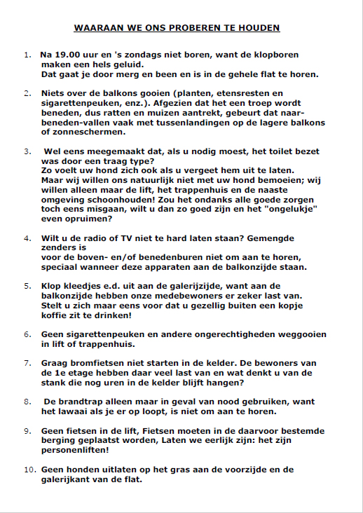 Waaraan we ons proberen te houden